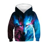 Kid Boy Girl Ice Fire Wolf Pullover Hoodie Casual Sportswear