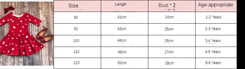 Baby Girl Love Printed Long Sleeve Valentine Dresses