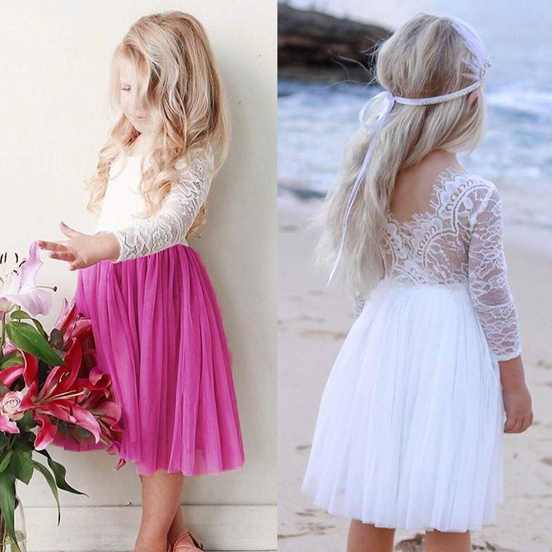 Summer Kids Little Girls Princess Baby Girl  Flower Lace Tutu Dress 1-6 Years - honeylives