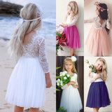 Summer Kids Little Girls Princess Baby Girl  Flower Lace Tutu Dress 1-6 Years - honeylives
