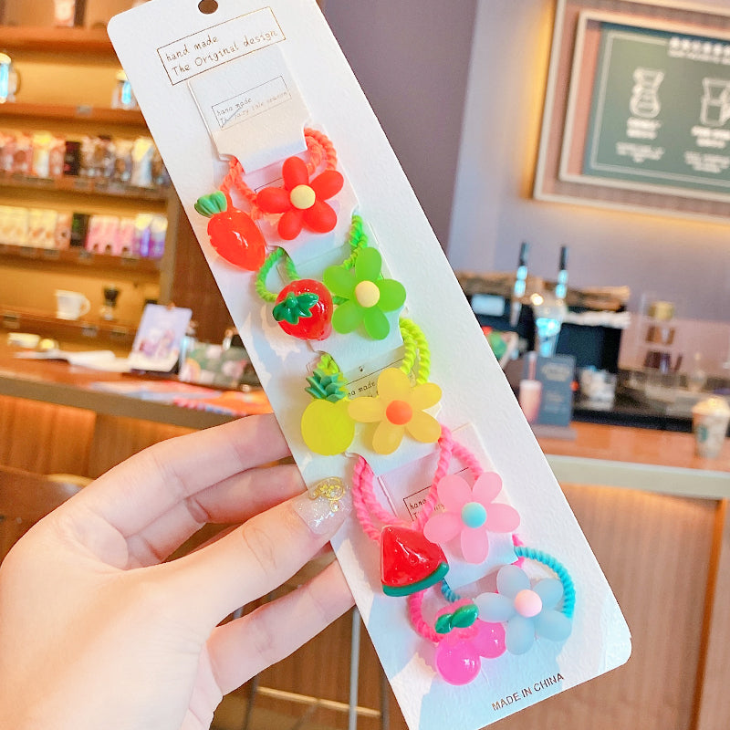 10Pcs/Set Kid Baby Cute Cartoon fruit Flower Elastic Hair Bands Lovely Accessories
