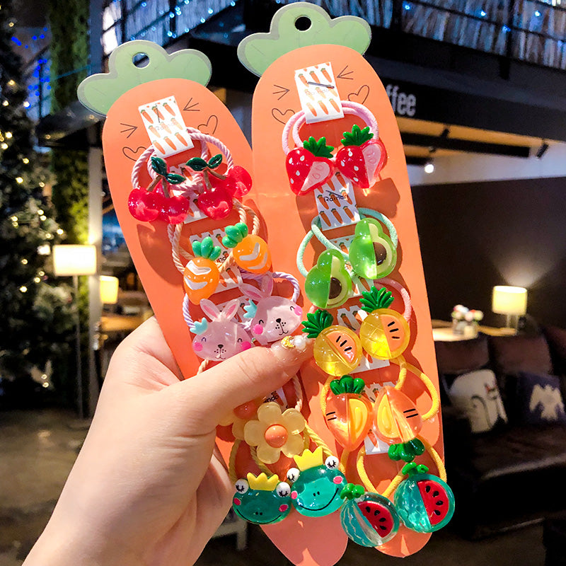 10Pcs/Set Kid Baby Cute Cartoon fruit Flower Elastic Hair Bands Lovely Accessories
