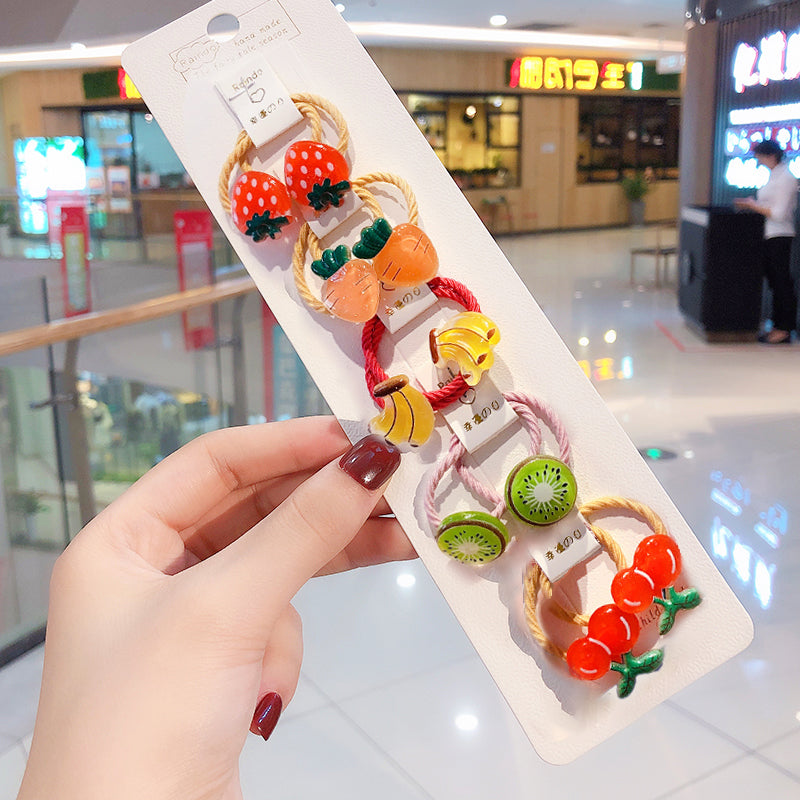 10Pcs/Set Kid Baby Cute Cartoon fruit Flower Elastic Hair Bands Lovely Accessories
