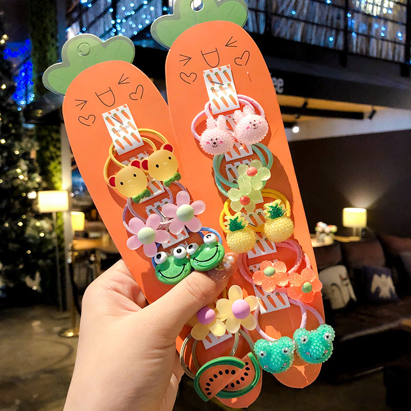 10Pcs/Set Kid Baby Cute Cartoon fruit Flower Elastic Hair Bands Lovely Accessories