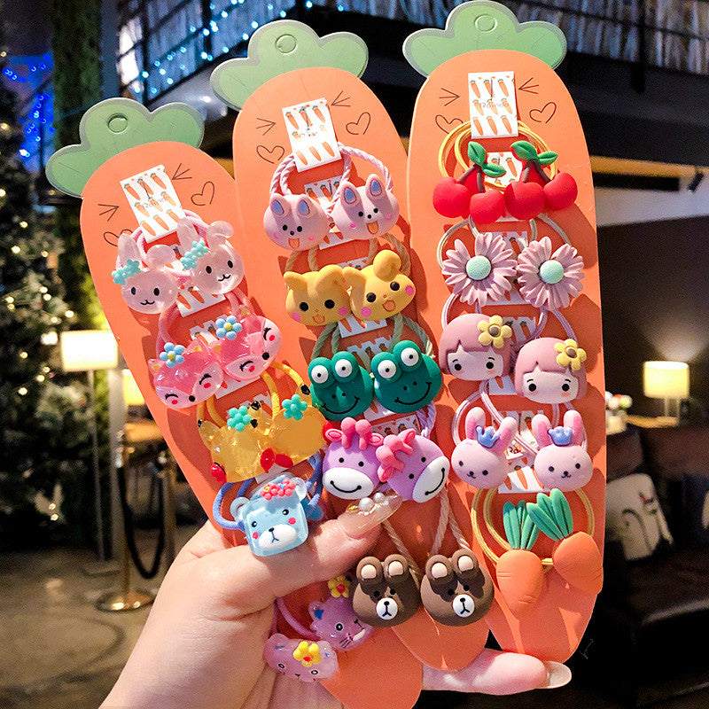 10Pcs/Set Kid Baby Cute Cartoon fruit Flower Elastic Hair Bands Lovely Accessories