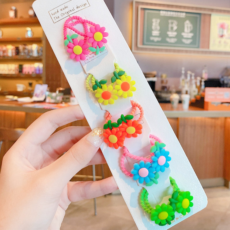 10Pcs/Set Kid Baby Cute Cartoon fruit Flower Elastic Hair Bands Lovely Accessories