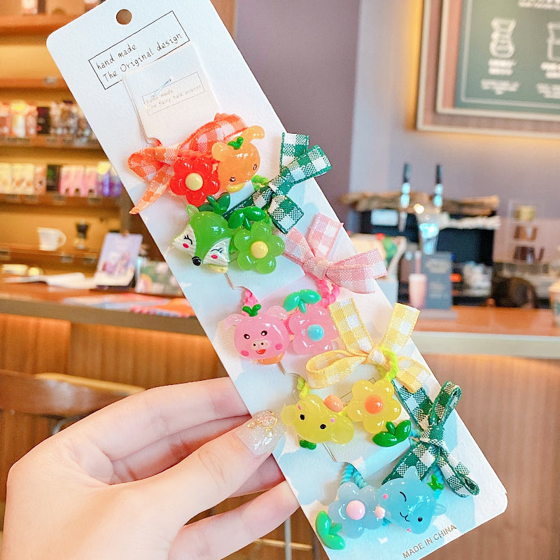 10Pcs/Set Kid Baby Cute Cartoon fruit Flower Elastic Hair Bands Lovely Accessories