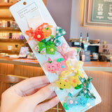 10Pcs/Set Kid Baby Cute Cartoon fruit Flower Elastic Hair Bands Lovely Accessories