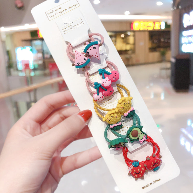 10Pcs/Set Kid Baby Cute Cartoon fruit Flower Elastic Hair Bands Lovely Accessories
