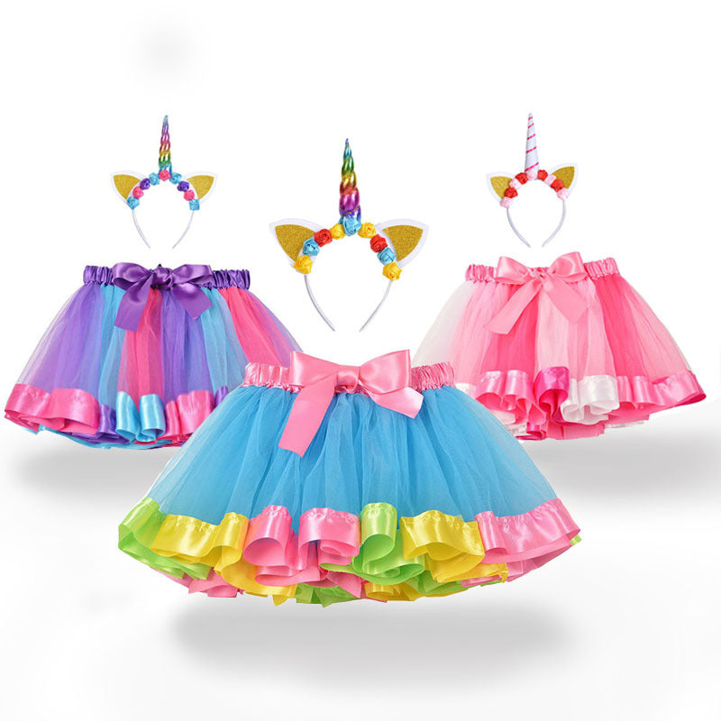 Kid Baby Girl Princess Rainbow Tutu Skirts