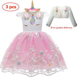 Girl Embroidery Unicorn Big Bow Princess Dress Wedding Party Kids Dresses - honeylives