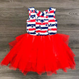 Baby Girl Sleeveless Puffy Striped Ins Star Independence Dress
