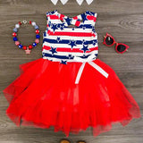 Baby Girl Sleeveless Puffy Striped Ins Star Independence Dress