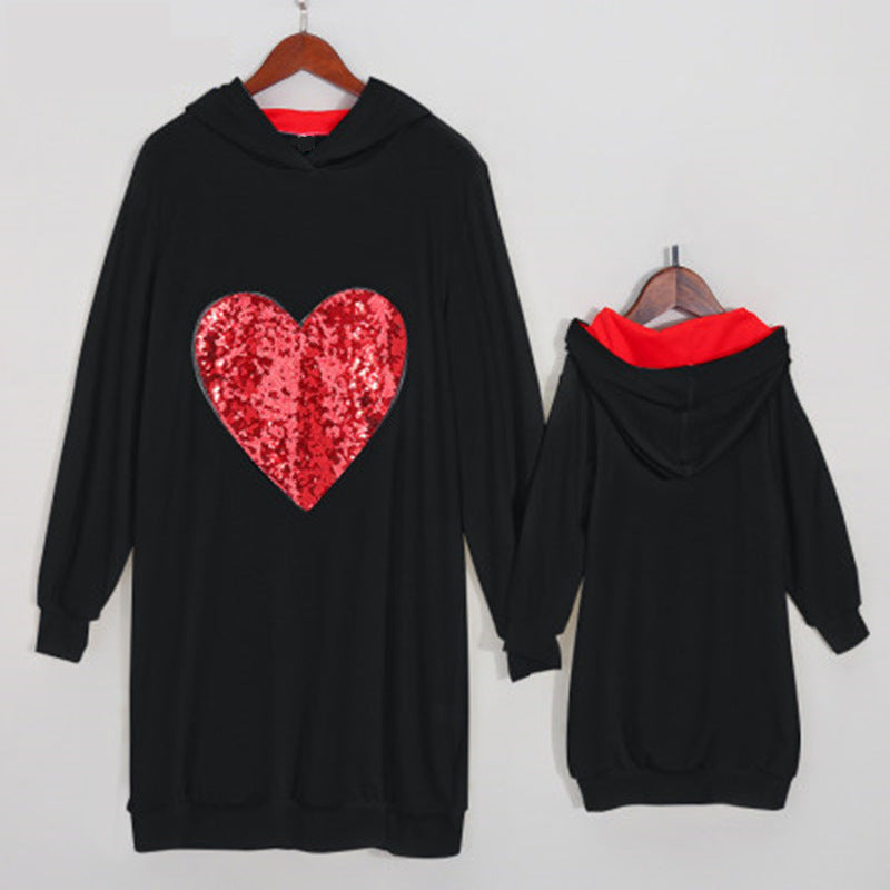 Family Matching Heart-shaped Hooded Parent-child Shirts