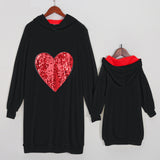 Family Matching Heart-shaped Hooded Parent-child Shirts