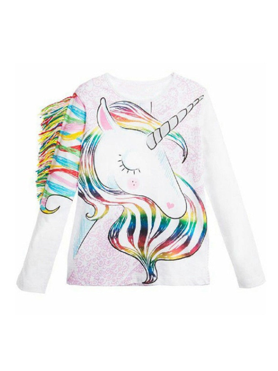 Toddler Kids Baby Girls Cartoon Unicorn Long Sleeve Tops T-shirt