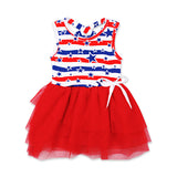 Baby Girl Sleeveless Puffy Striped Ins Star Independence Dress