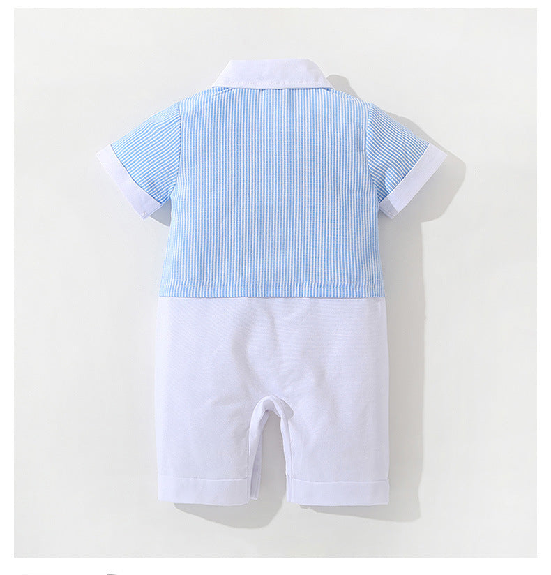 Baby Boy Gentleman Newborn  Lapel Climbing Suit Rompers