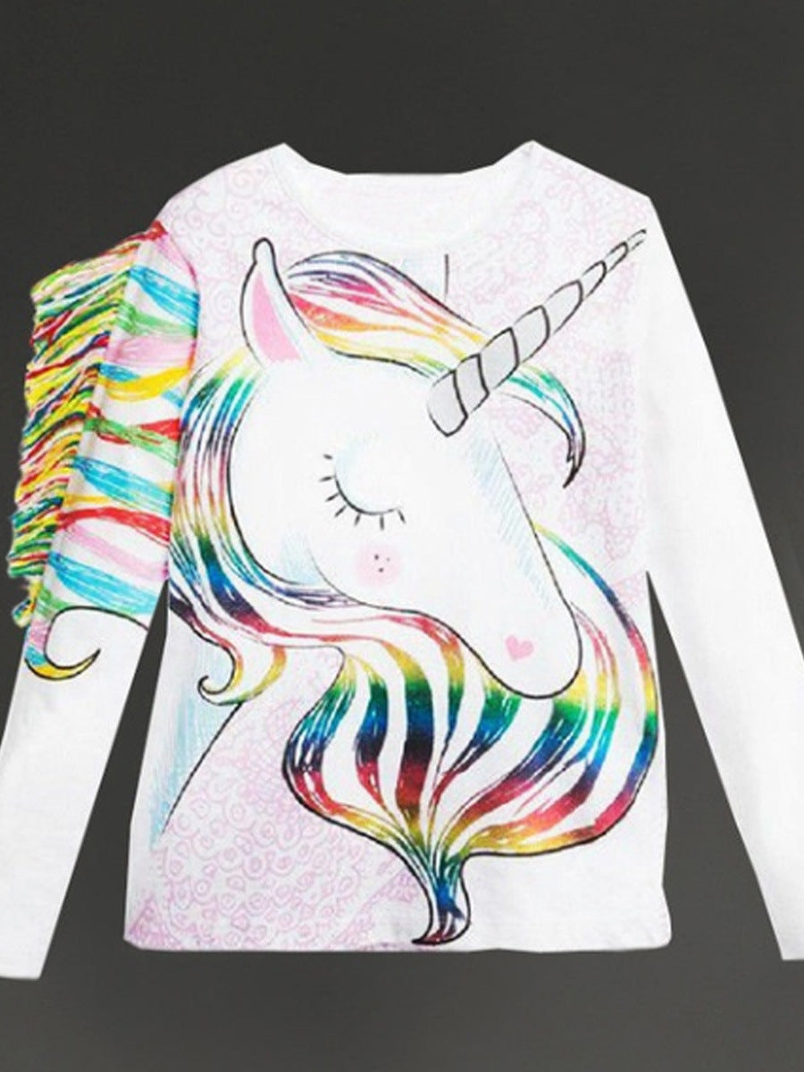Toddler Kids Baby Girls Cartoon Unicorn Long Sleeve Tops T-shirt