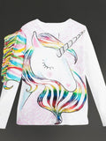 Toddler Kids Baby Girls Cartoon Unicorn Long Sleeve Tops T-shirt