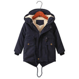 Kid Boys Plus Velvet Warm Dovetail Cotton Coat