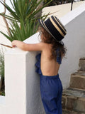 Kid Baby Girl Ruffles Overalls Halter Backless Jumpsuit Jeans Pants Rompers