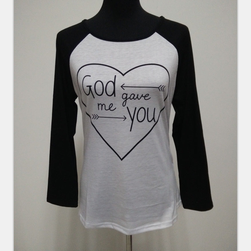 Family Matching Heart-shaped Print Long-sleeved Parent-child Shirts