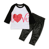 Baby Girl Valentine's Day Long Sleeve Heart-shaped 2 Pcs Sets