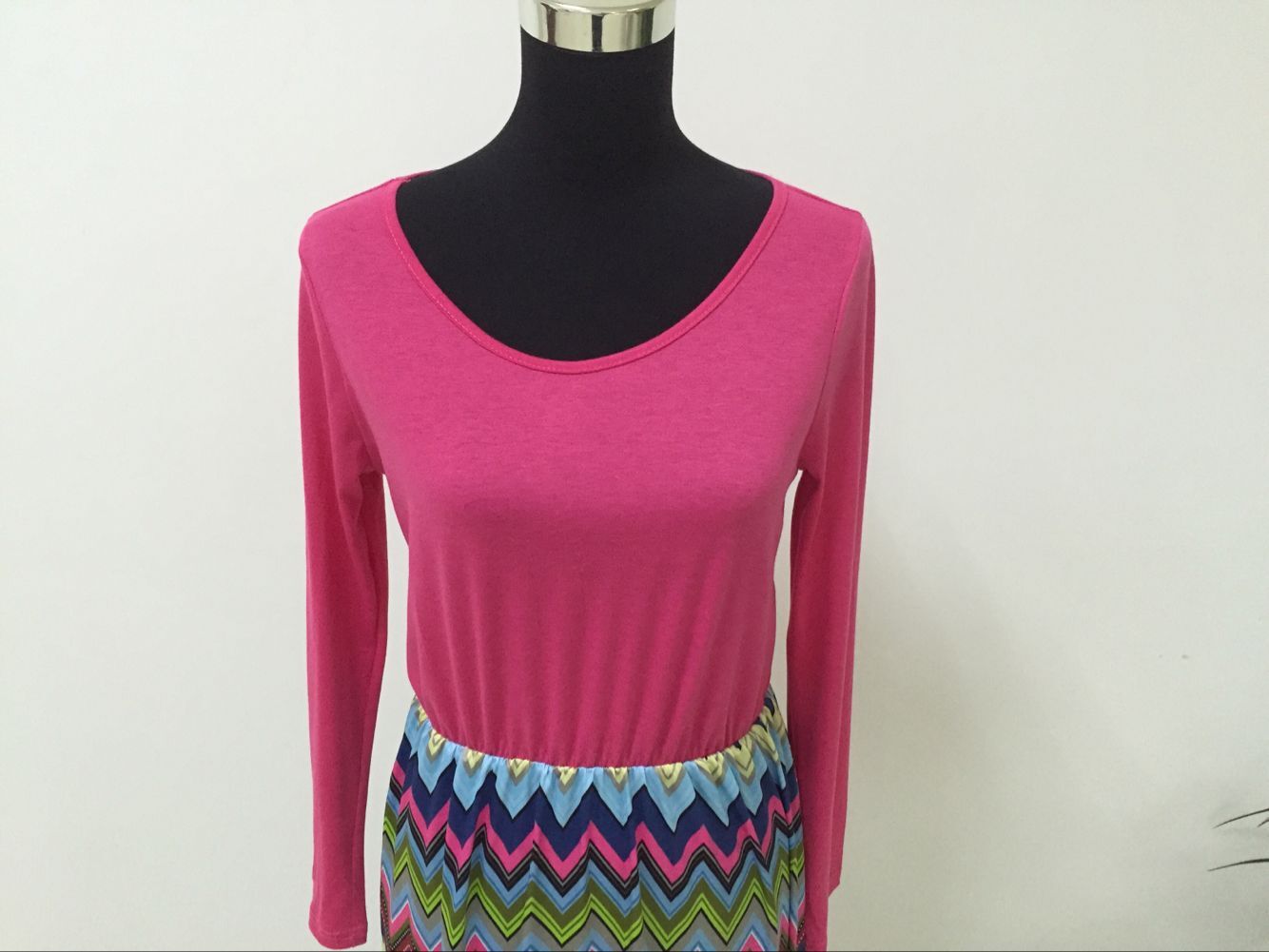 Family Matching Long-sleeved Wave Print Parent-child Dress