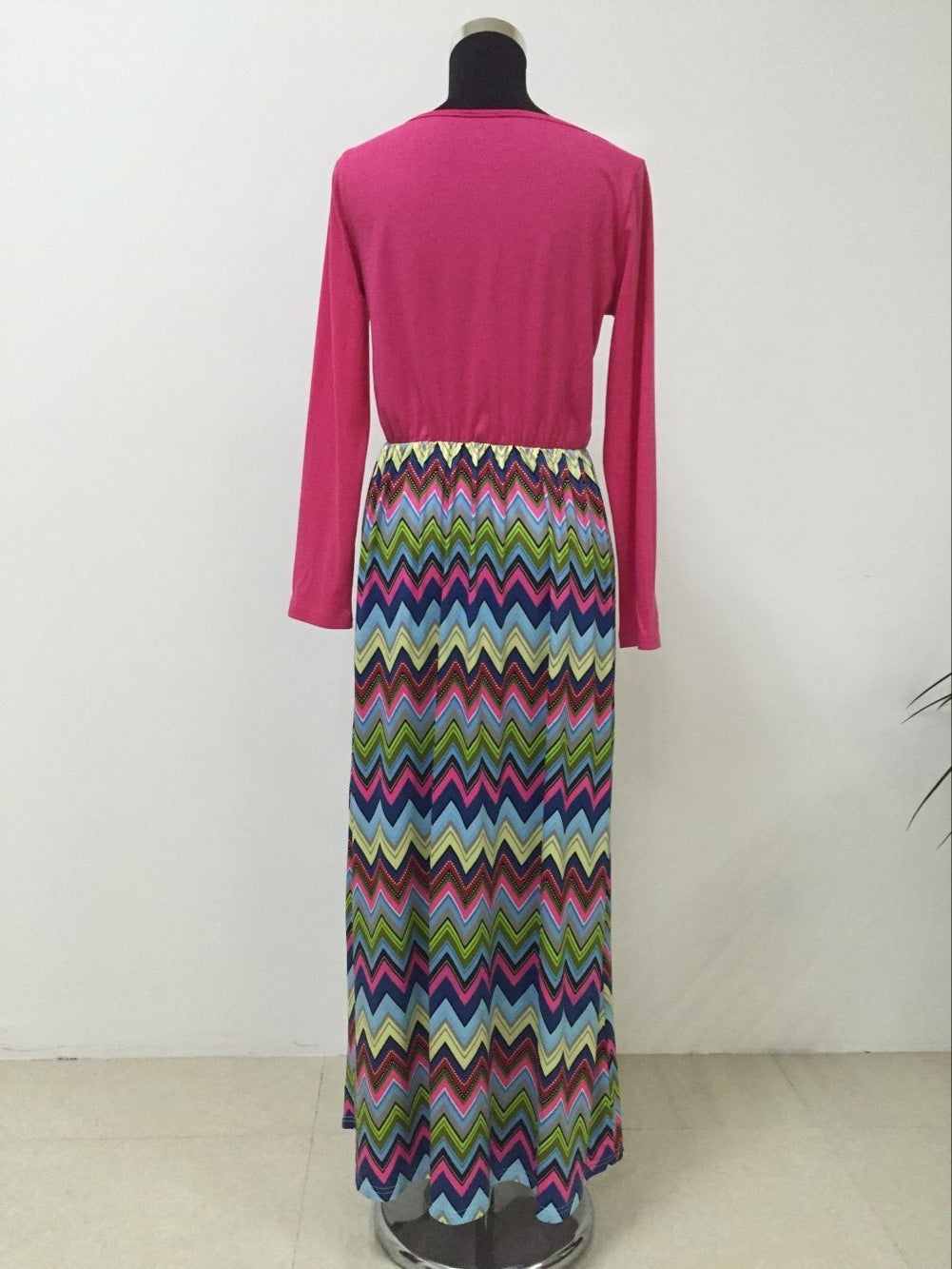 Family Matching Long-sleeved Wave Print Parent-child Dress