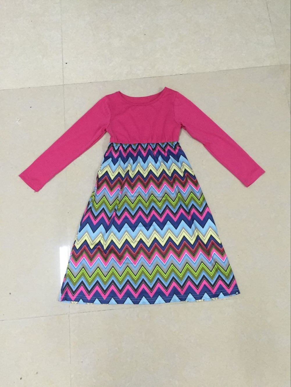 Family Matching Long-sleeved Wave Print Parent-child Dress