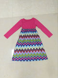 Family Matching Long-sleeved Wave Print Parent-child Dress