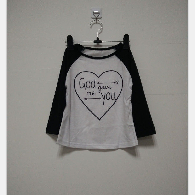 Family Matching Heart-shaped Print Long-sleeved Parent-child Shirts