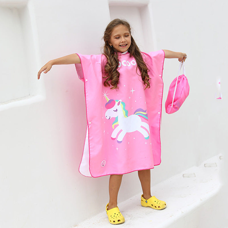 Kids Quick Drying Bathrobe Printing Absorbent Towel Pajamas