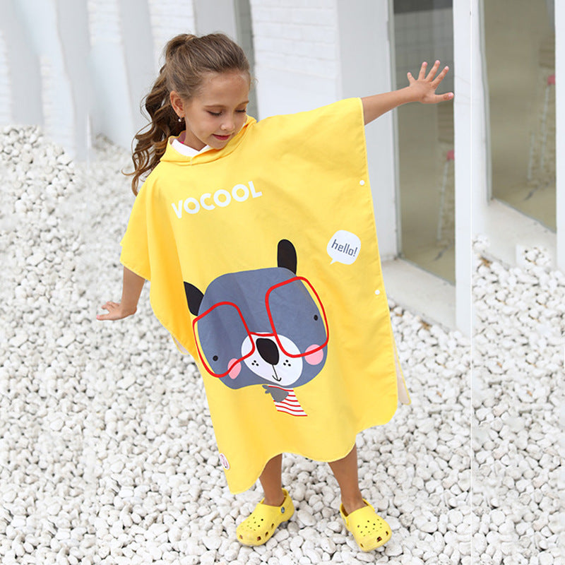 Kids Quick Drying Bathrobe Printing Absorbent Towel Pajamas