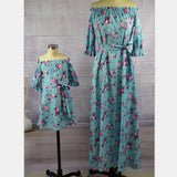 Family Matching Parent-child Half Sleeve Lotus Dresses