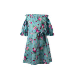 Family Matching Parent-child Half Sleeve Lotus Dresses