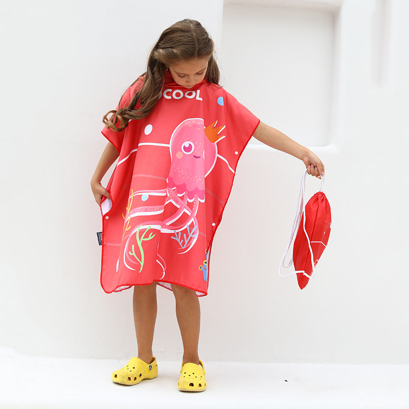 Kids Quick Drying Bathrobe Printing Absorbent Towel Pajamas