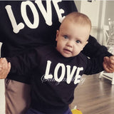 Family Matching Long Sleeve Round Collar Letter LOVE Mother Son Shirts Tops