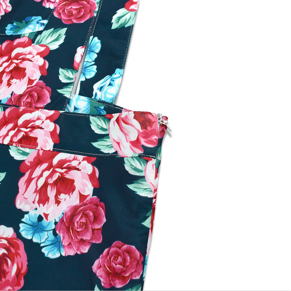 Family Spring Parent-child One-piece Printed Overalls Pants Dress