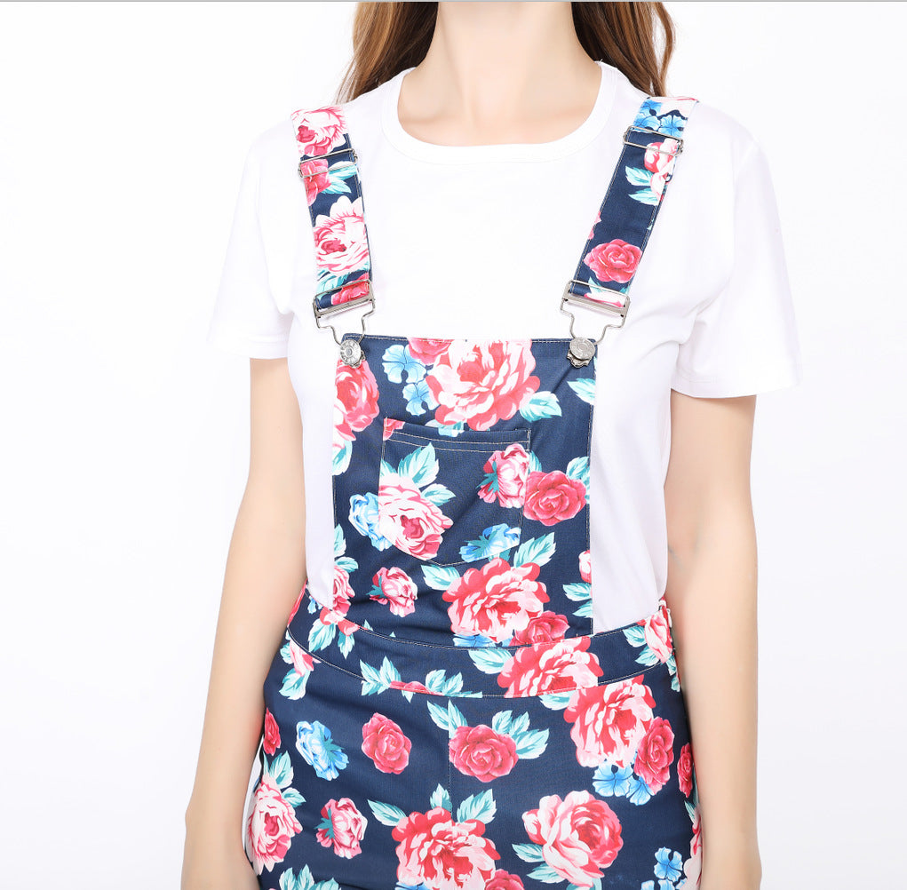 Family Spring Parent-child One-piece Printed Overalls Pants Dress