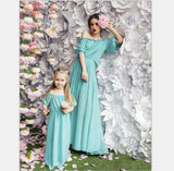 Family Matching Chiffon Puff Sleeve Parent-child Dress