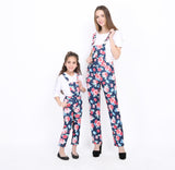 Family Spring Parent-child One-piece Printed Overalls Pants Dress