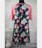 Family Matching Printed Stripe Stitching Parent-child Dress