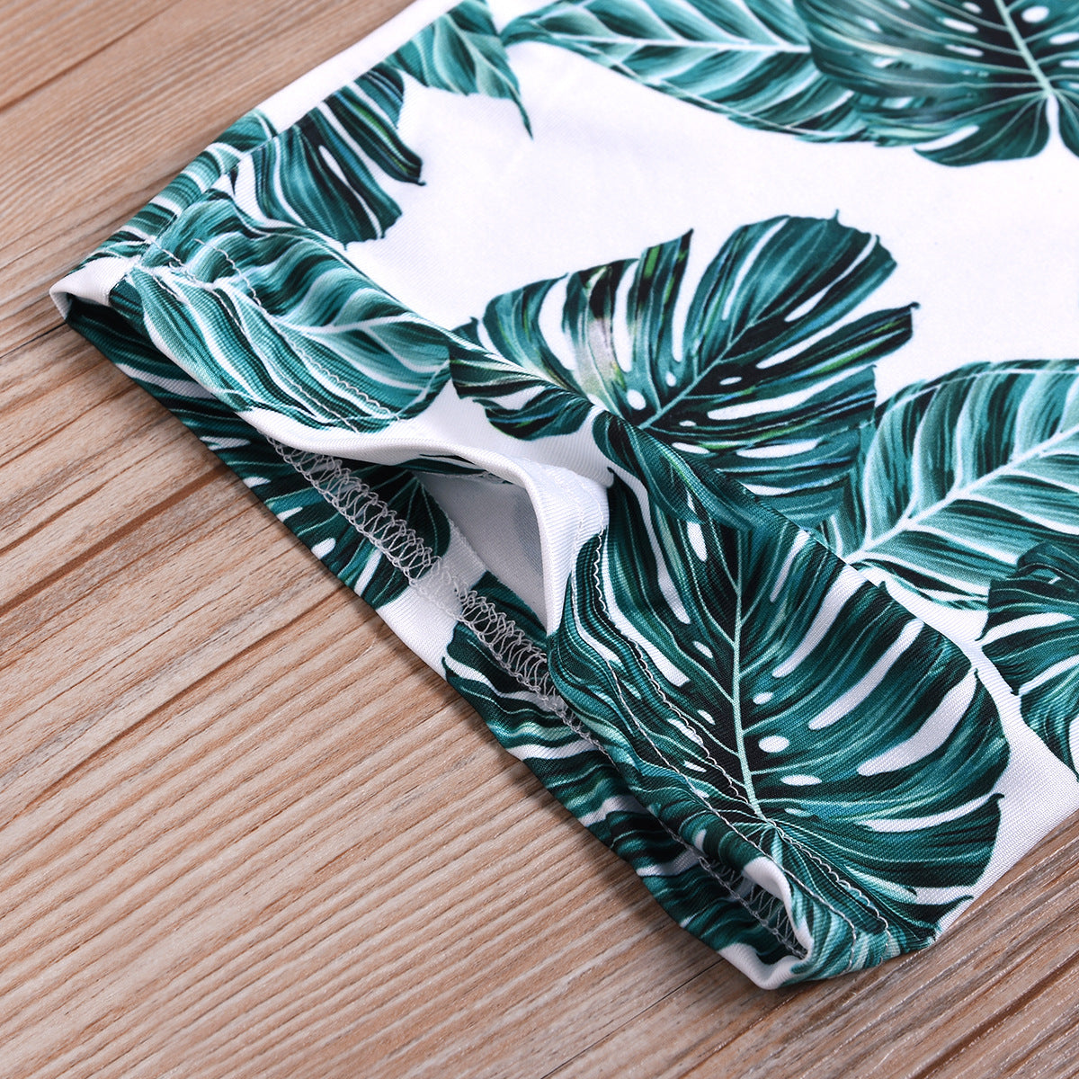 Kid Girls One-shoulder Jumpsuit Leaf Printed Summer Rompers