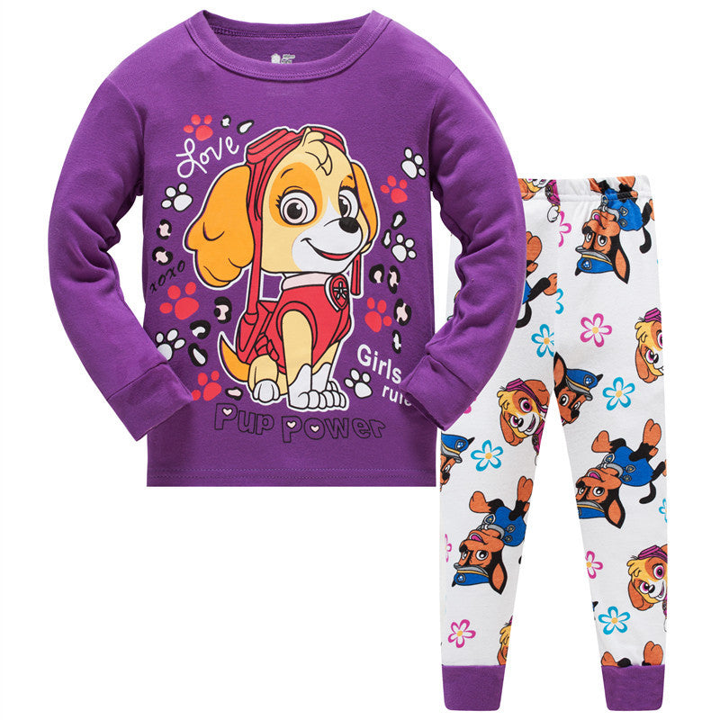 Kid Girl Pajamas Air-conditione Long Sleeve Cotton Suits