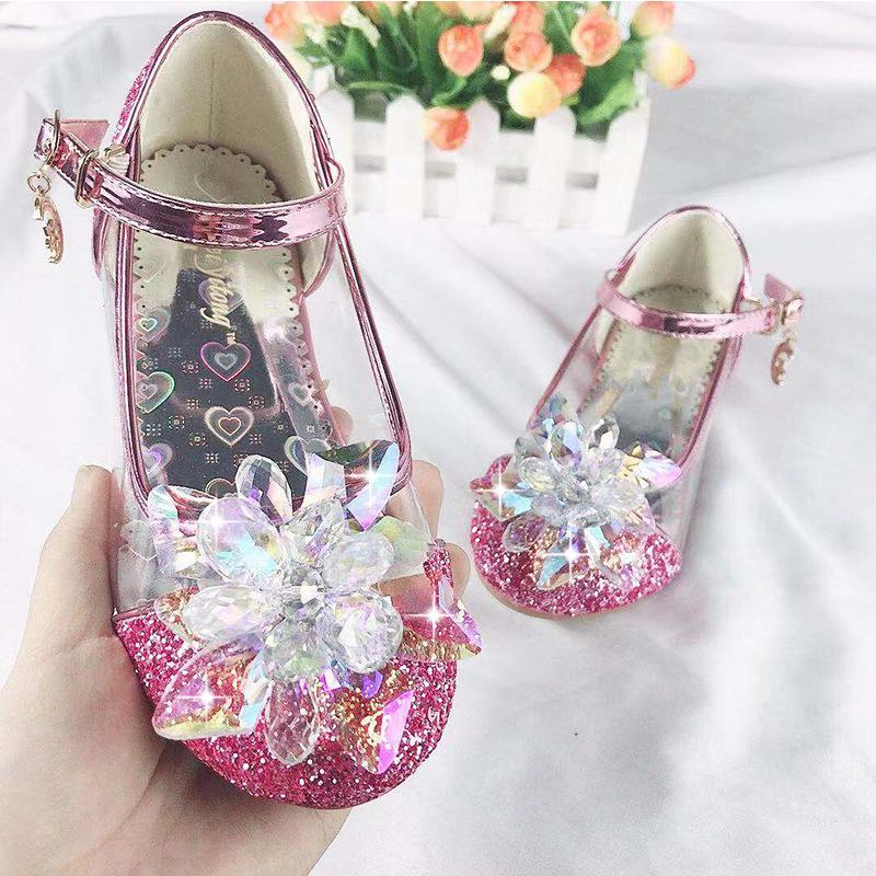Kid Girl Princess Shoes Glass Crystal Shoes