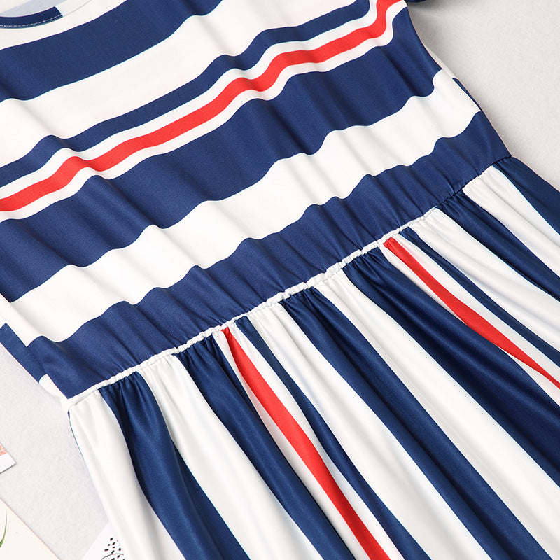 Family Matching Mother-daughter Dress Spring Stripe Stitching Dress