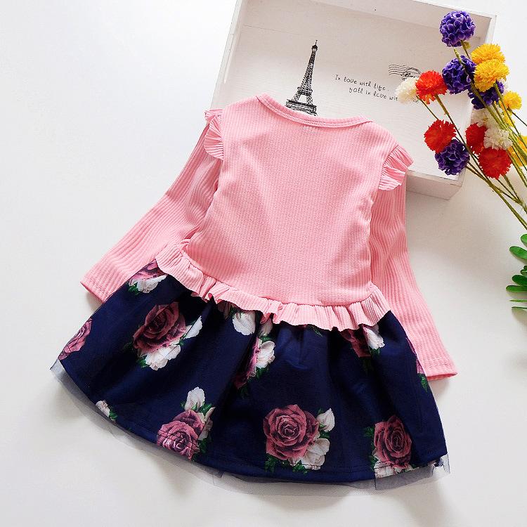 Girls Flower Long Sleeve Party Pageant Dresses for 1-4 Years