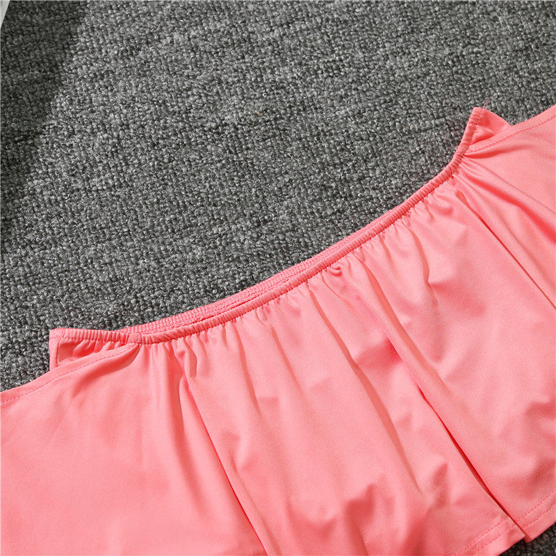 Family Matching Mother-daughter Solid Flounces Dresses